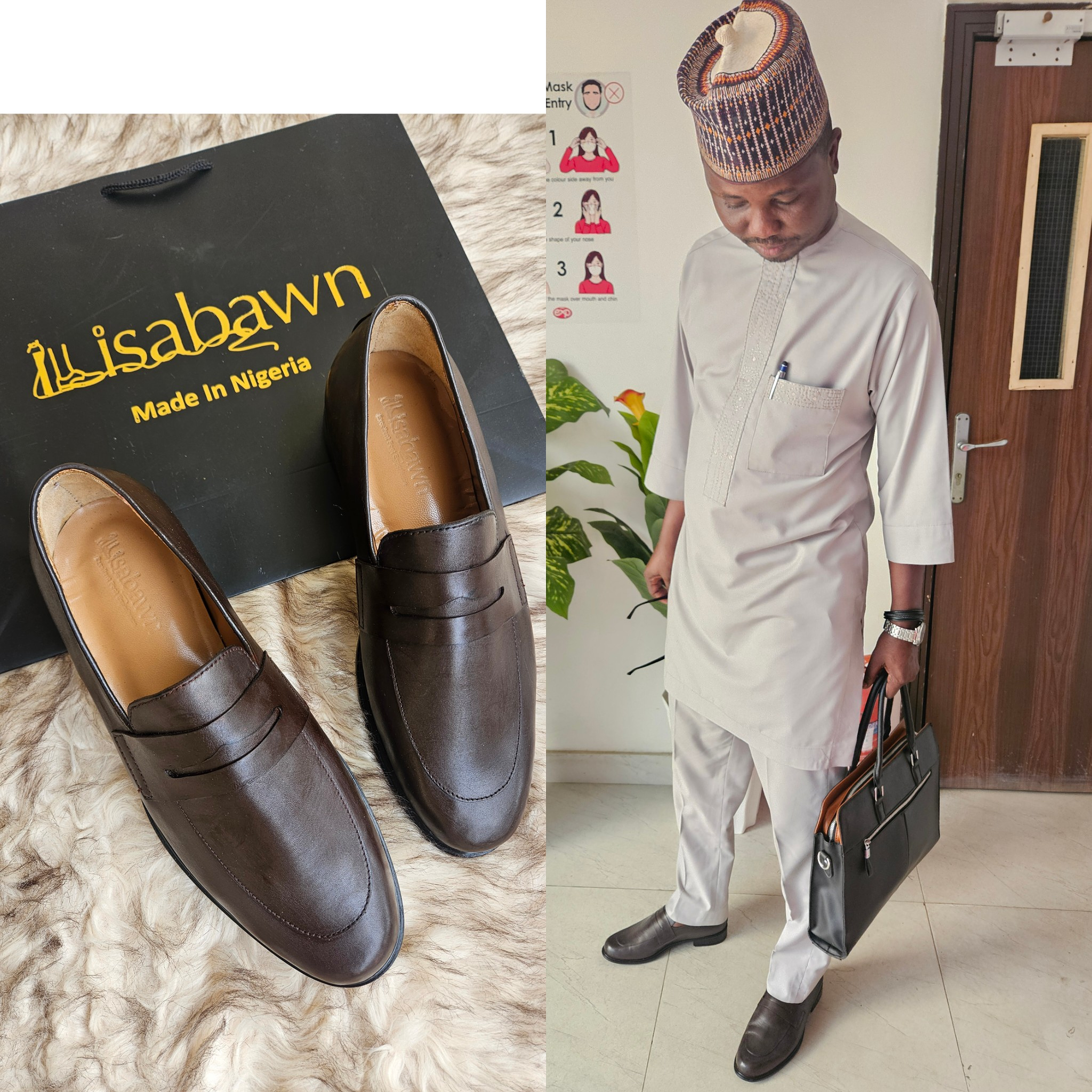 Client in Lagos wearing bespoke leather penny loafers by Ilisabawn