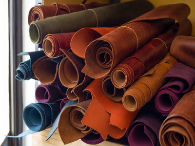Assorted rolls of premium leather for custom shoes
