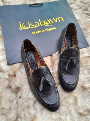 Black Leather Tasseled Loafers