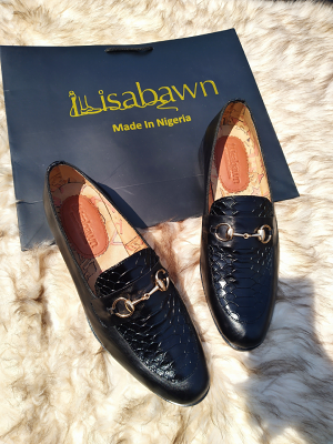 Black Python Leather Loafers