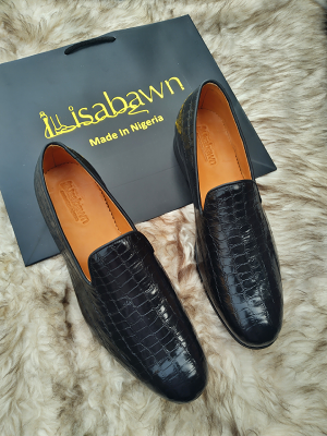 Glossy Croc Leather Loafers